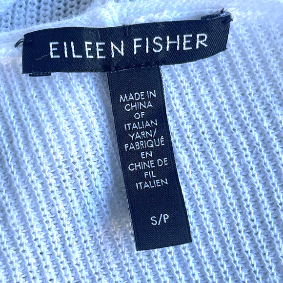 Eileen Fisher Cardigan Sweater Womens Small White Knit Italian Open Front Linen - Picture 3 of 8